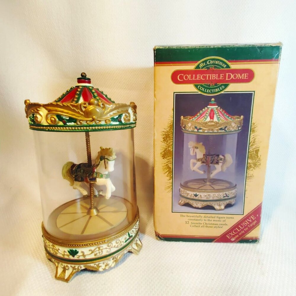 Mr Christmas Collectible Dome Carousel Horse With Box #C13